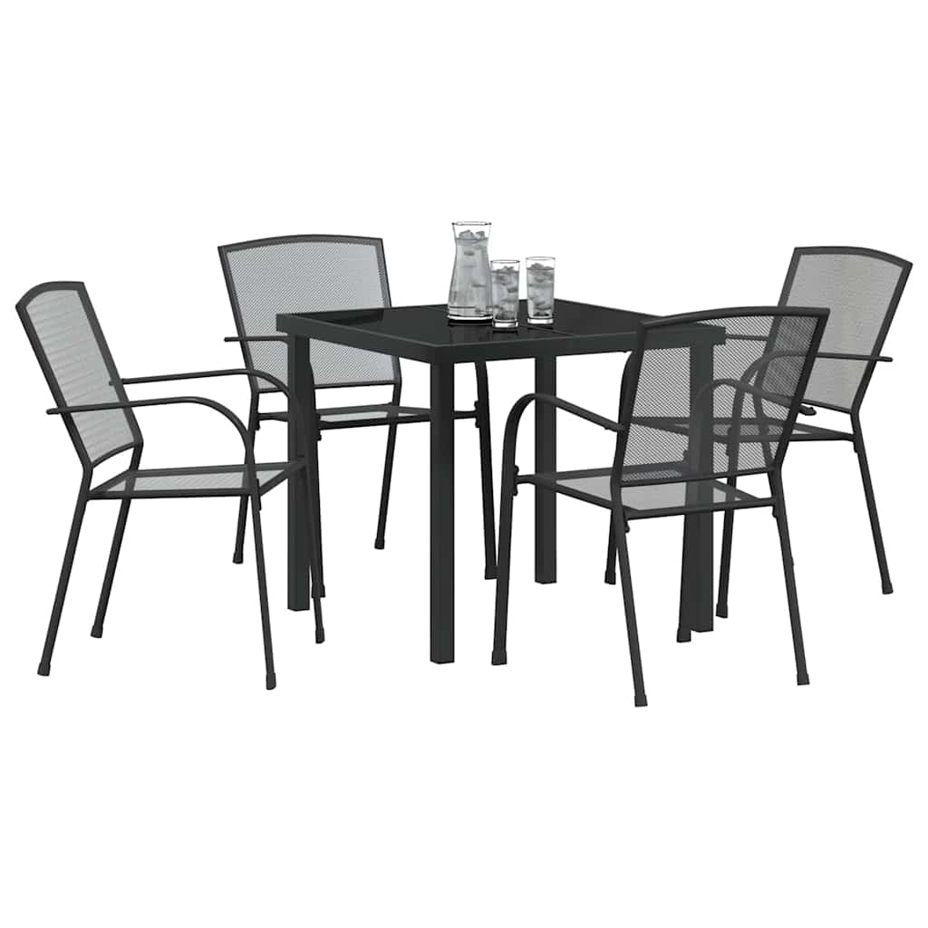 Vrtni set za objed 5 pcs Antracit Čelik s prahom premazan