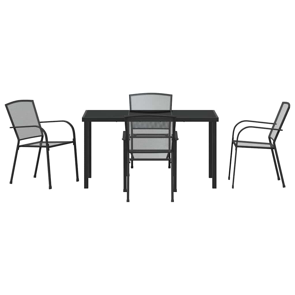 Vrtni set za objed 5 pcs Antracit Čelik s prahom premazan