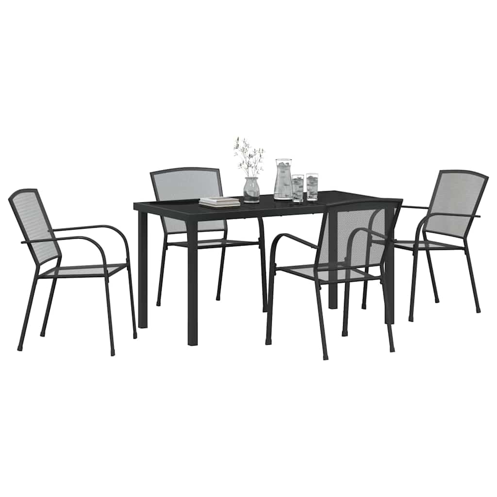Vrtni set za objed 5 pcs Antracit Čelik s prahom premazan
