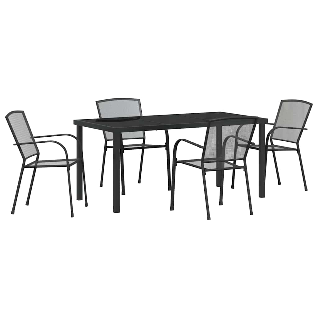 Vrtni set za objed 5 pcs Antracit Čelik s prahom premazan