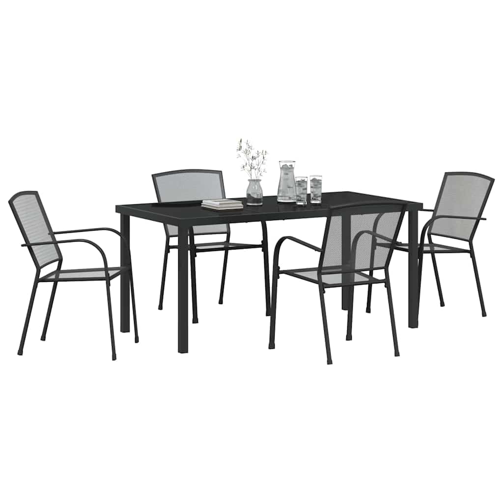 Vrtni set za objed 5 pcs Antracit Čelik s prahom premazan