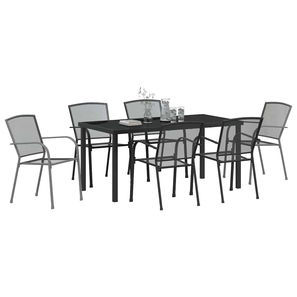 Vrtni set za objed 7 pcs Antracit Čelik s prahom premazan