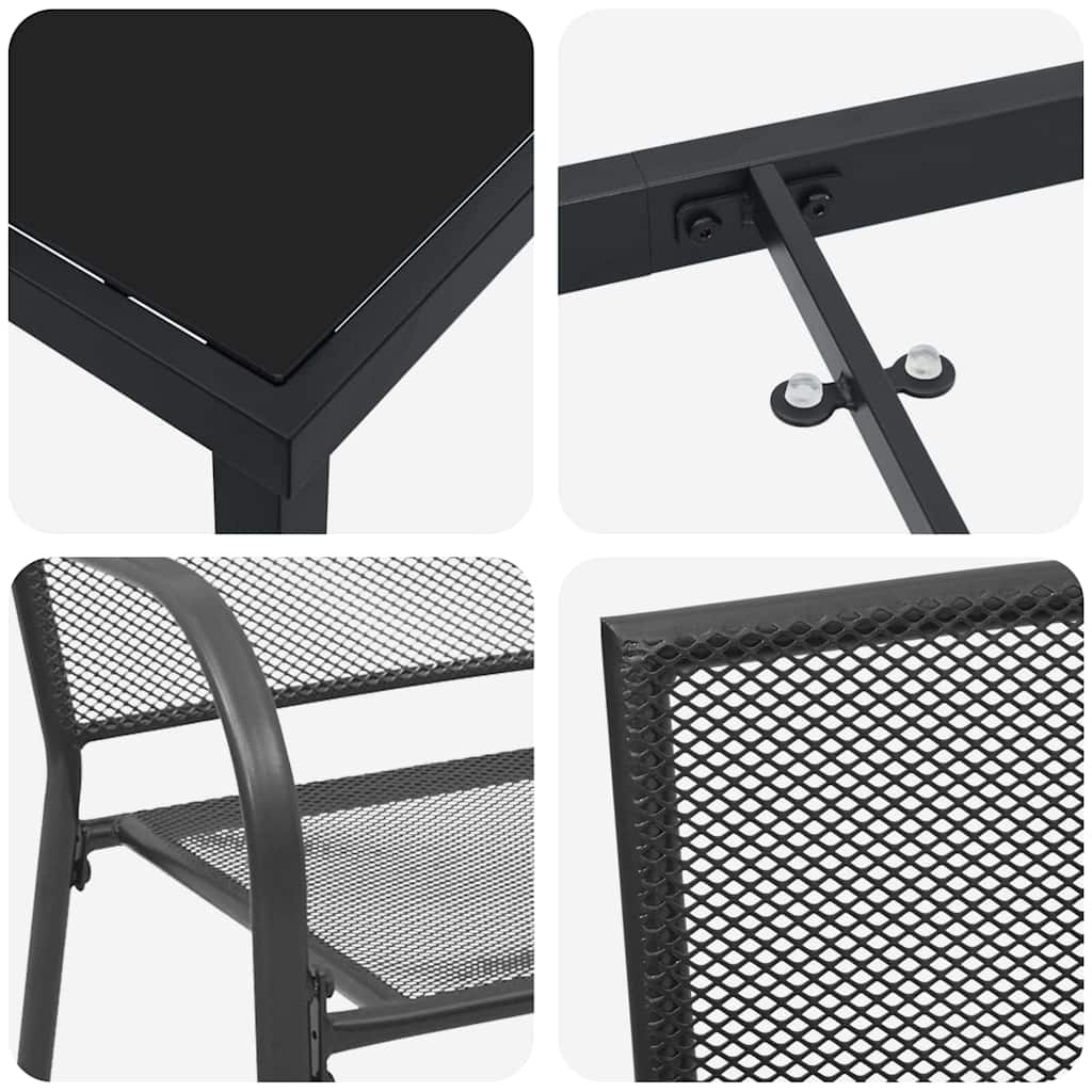 Vrtni set za objed 7 pcs Antracit Čelik s prahom premazan