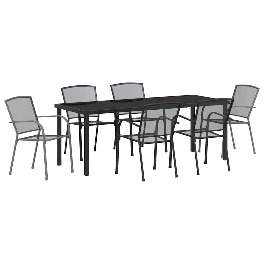 Vrtni set za objed 7 pcs Antracit Čelik s prahom premazan
