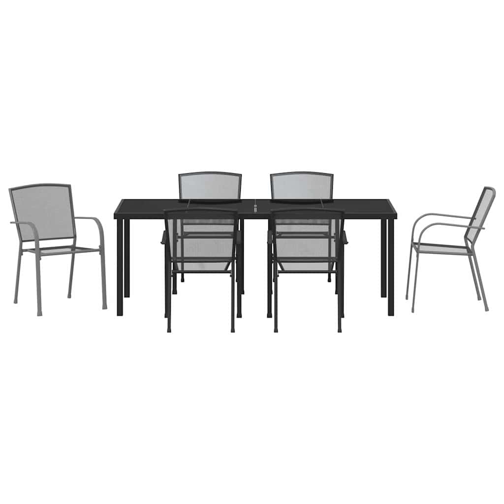 Vrtni set za objed 7 pcs Antracit Čelik s prahom premazan