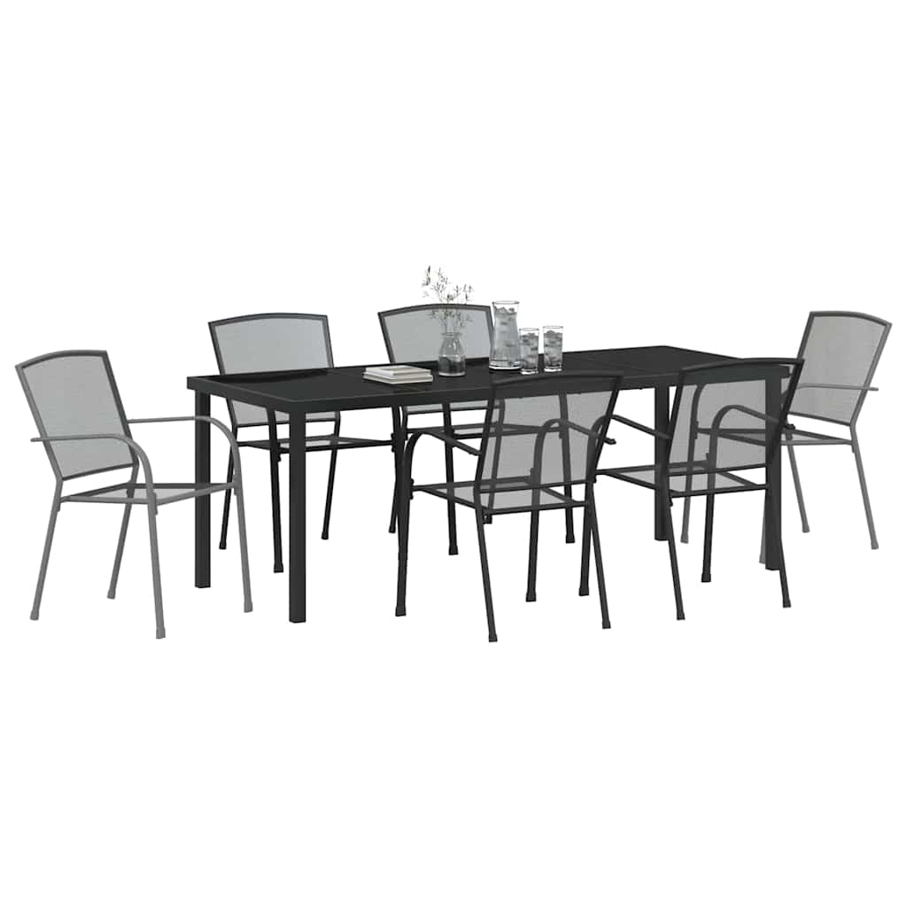 Vrtni set za objed 7 pcs Antracit Čelik s prahom premazan