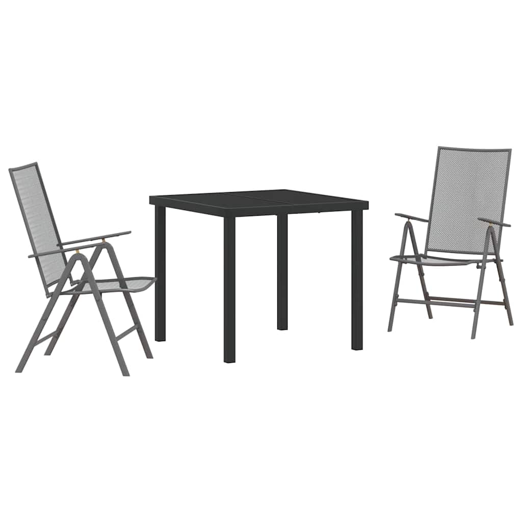 Vrtni set za objed 3 pcs Antracit Čelik s prahom premazan