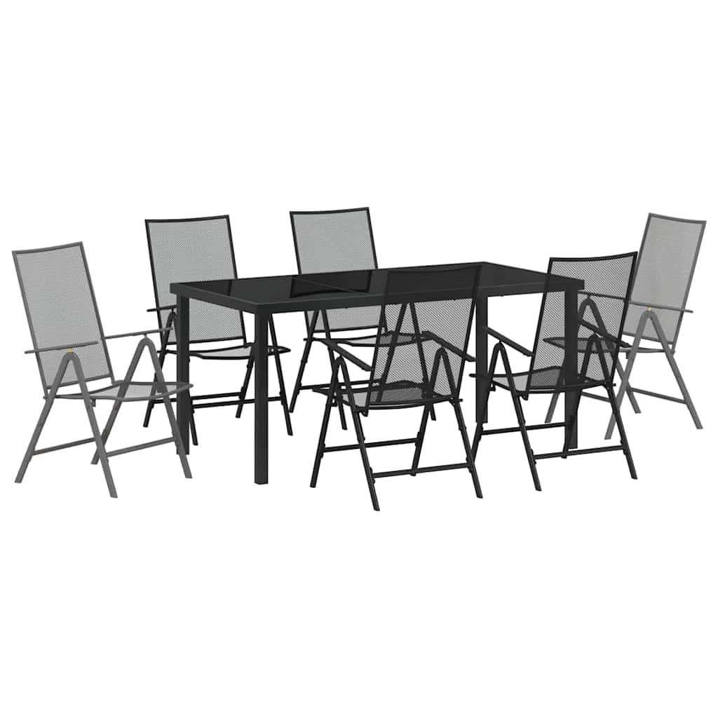 Vrtni set za objed 7 pcs Antracit Čelik s prahom premazan