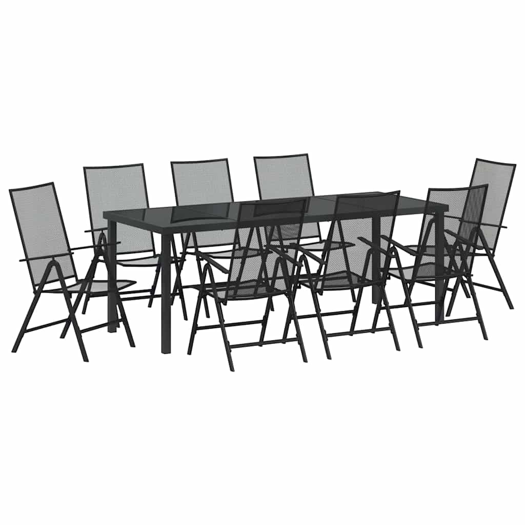 Vrtni set za objed 9 pcs Antracit Čelik s prahom premazan