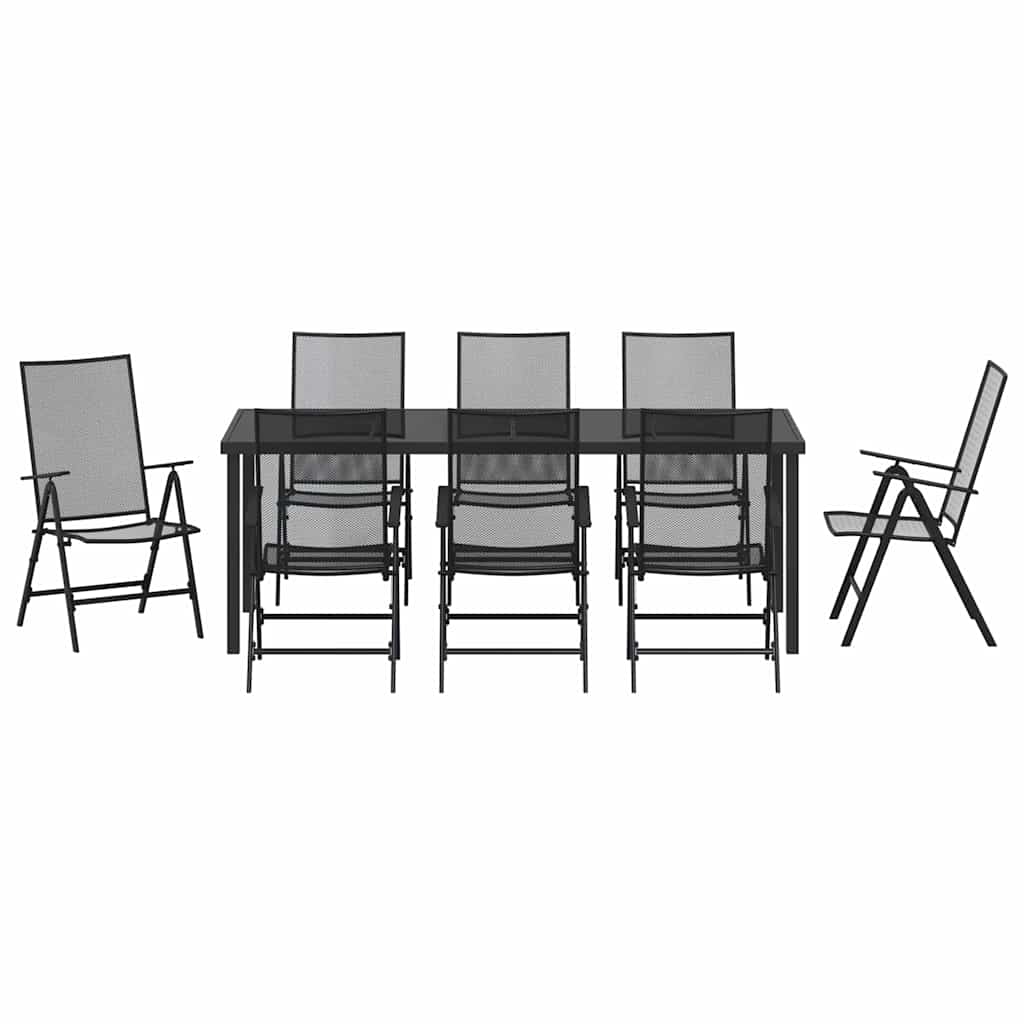 Vrtni set za objed 9 pcs Antracit Čelik s prahom premazan