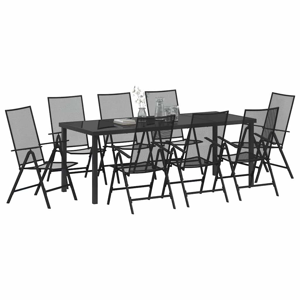 Vrtni set za objed 9 pcs Antracit Čelik s prahom premazan