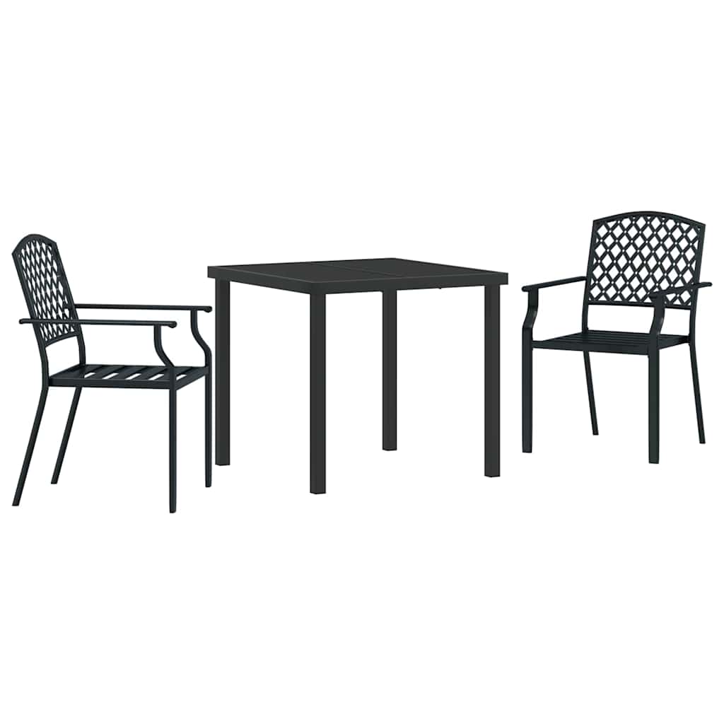 Vrtni set za objed 3 pcs Antracit Čelik s prahom premazan