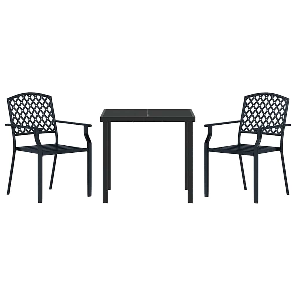 Vrtni set za objed 3 pcs Antracit Čelik s prahom premazan