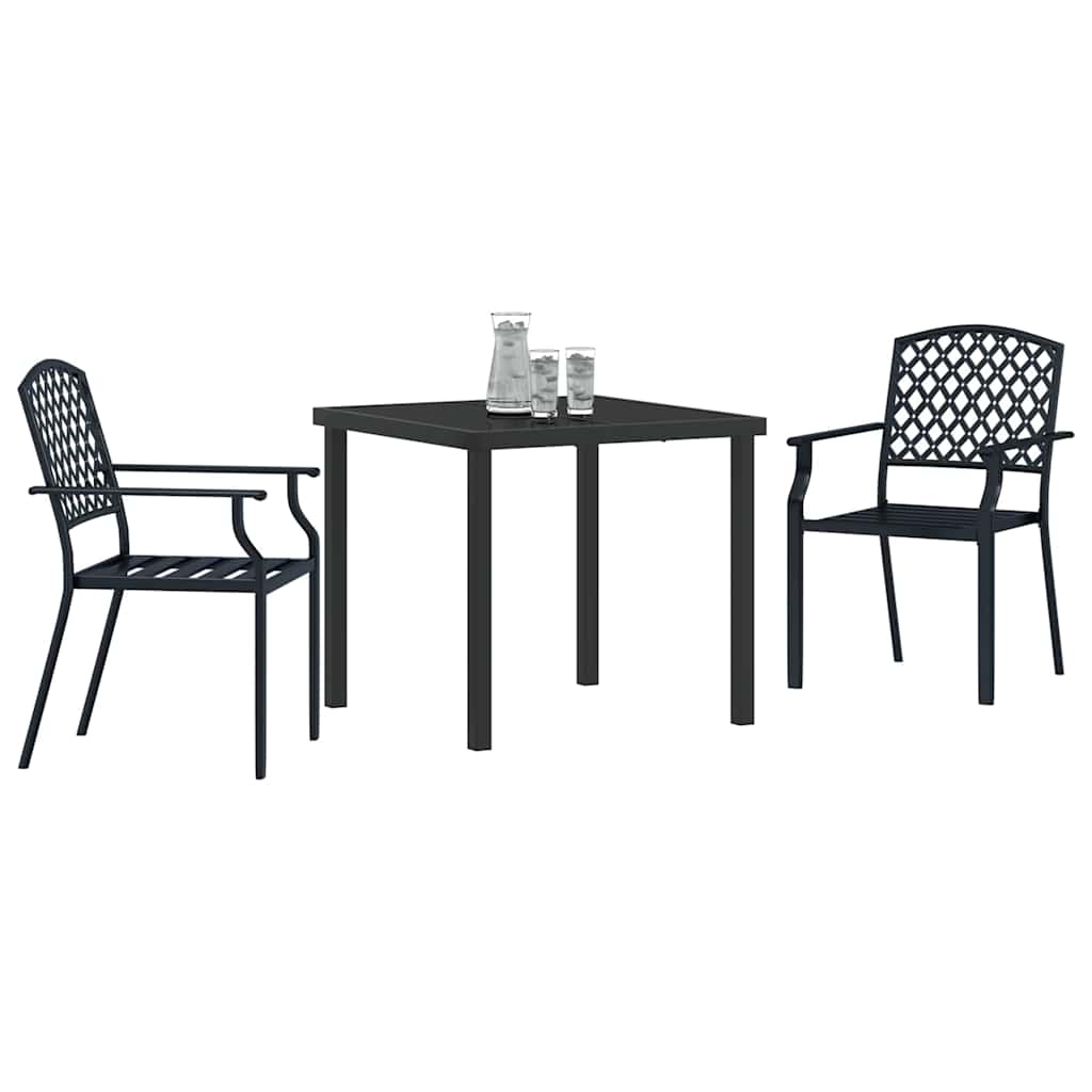 Vrtni set za objed 3 pcs Antracit Čelik s prahom premazan