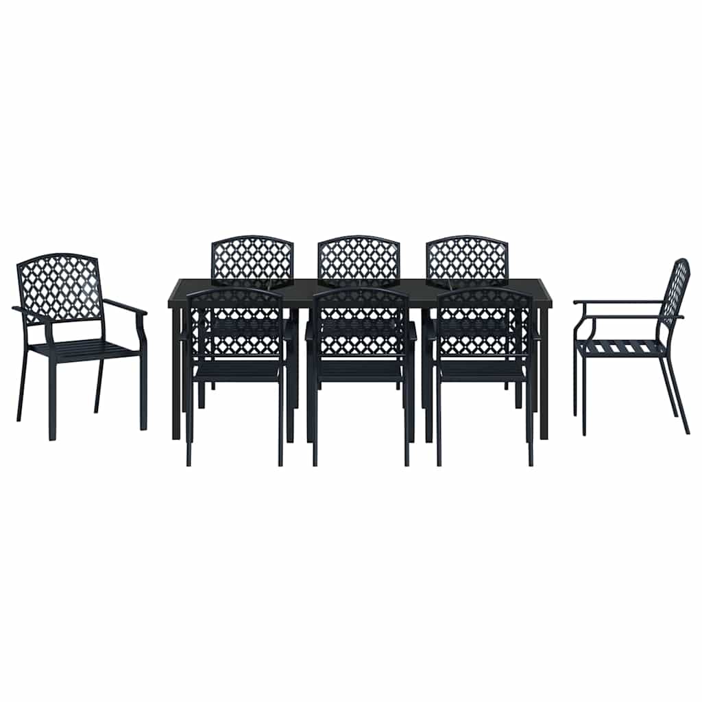 Vrtni set za objed 9 pcs Antracit Čelik s prahom premazan