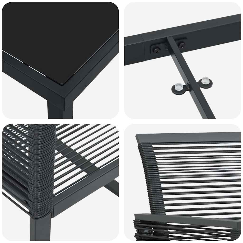Vrtni set za objed 5 pcs Crna Čelik s prahom premazan