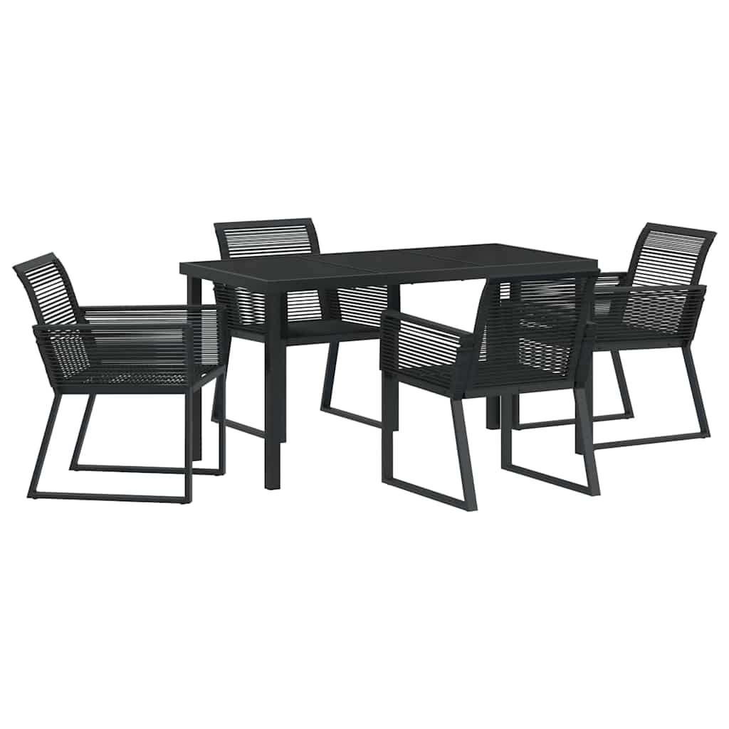 Vrtni set za objed 5 pcs Crna Čelik s prahom premazan