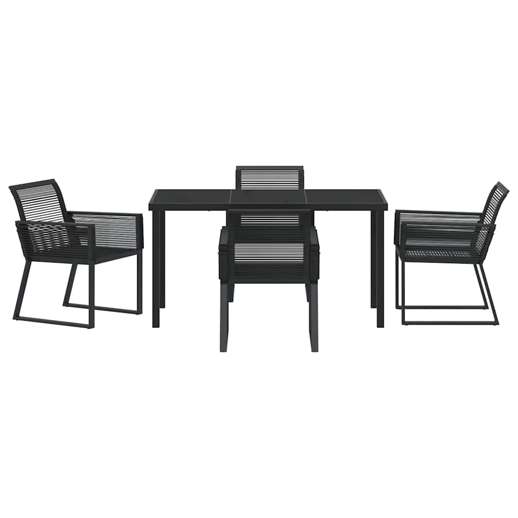 Vrtni set za objed 5 pcs Crna Čelik s prahom premazan