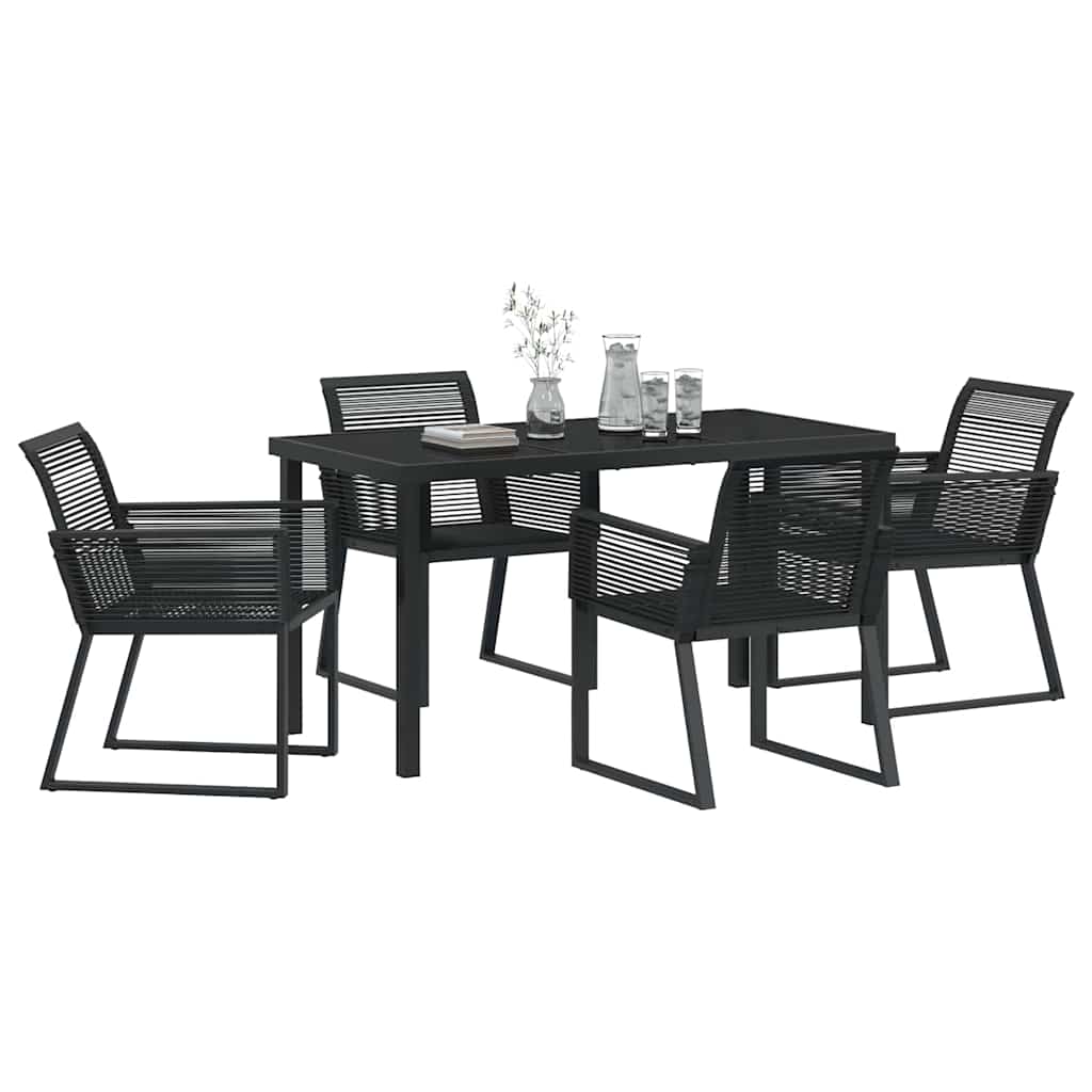 Vrtni set za objed 5 pcs Crna Čelik s prahom premazan