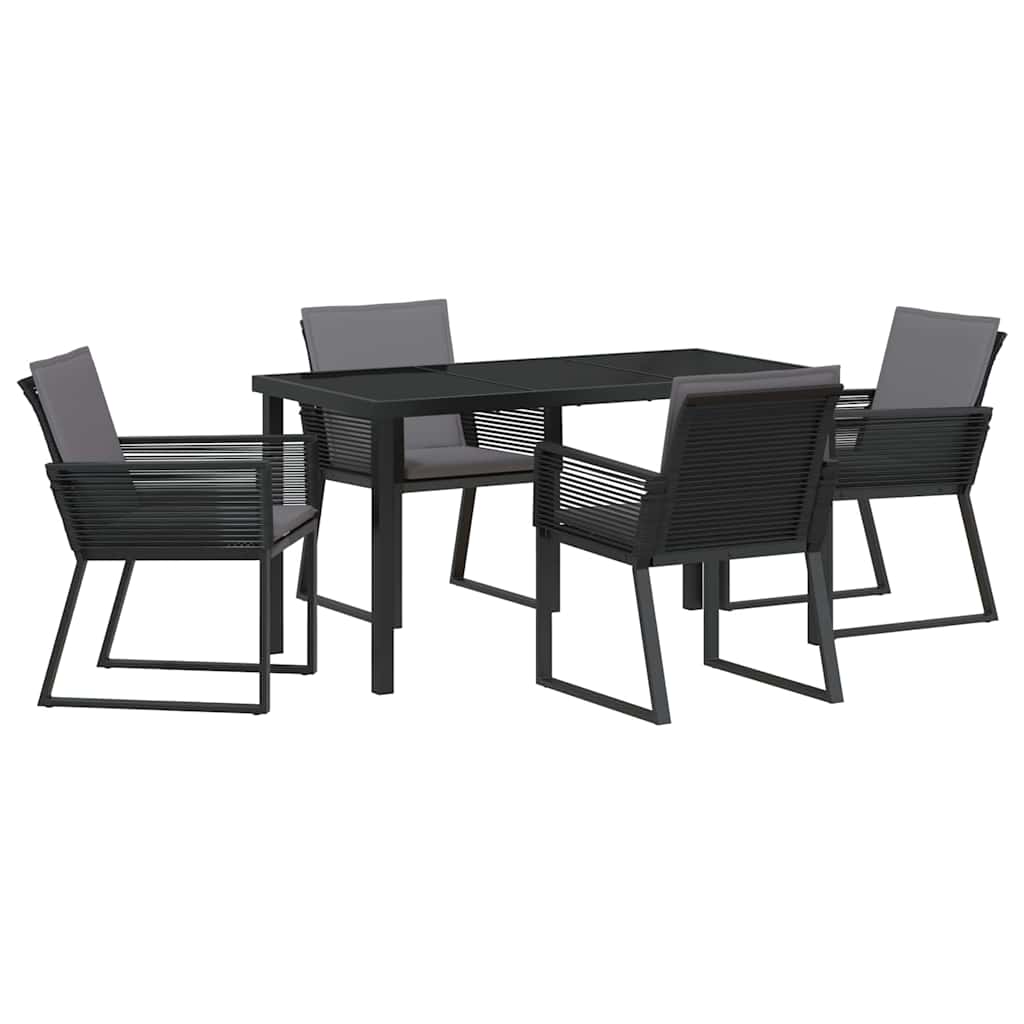 Vrtni set za objed 5 pcs Crna Čelik s prahom premazan