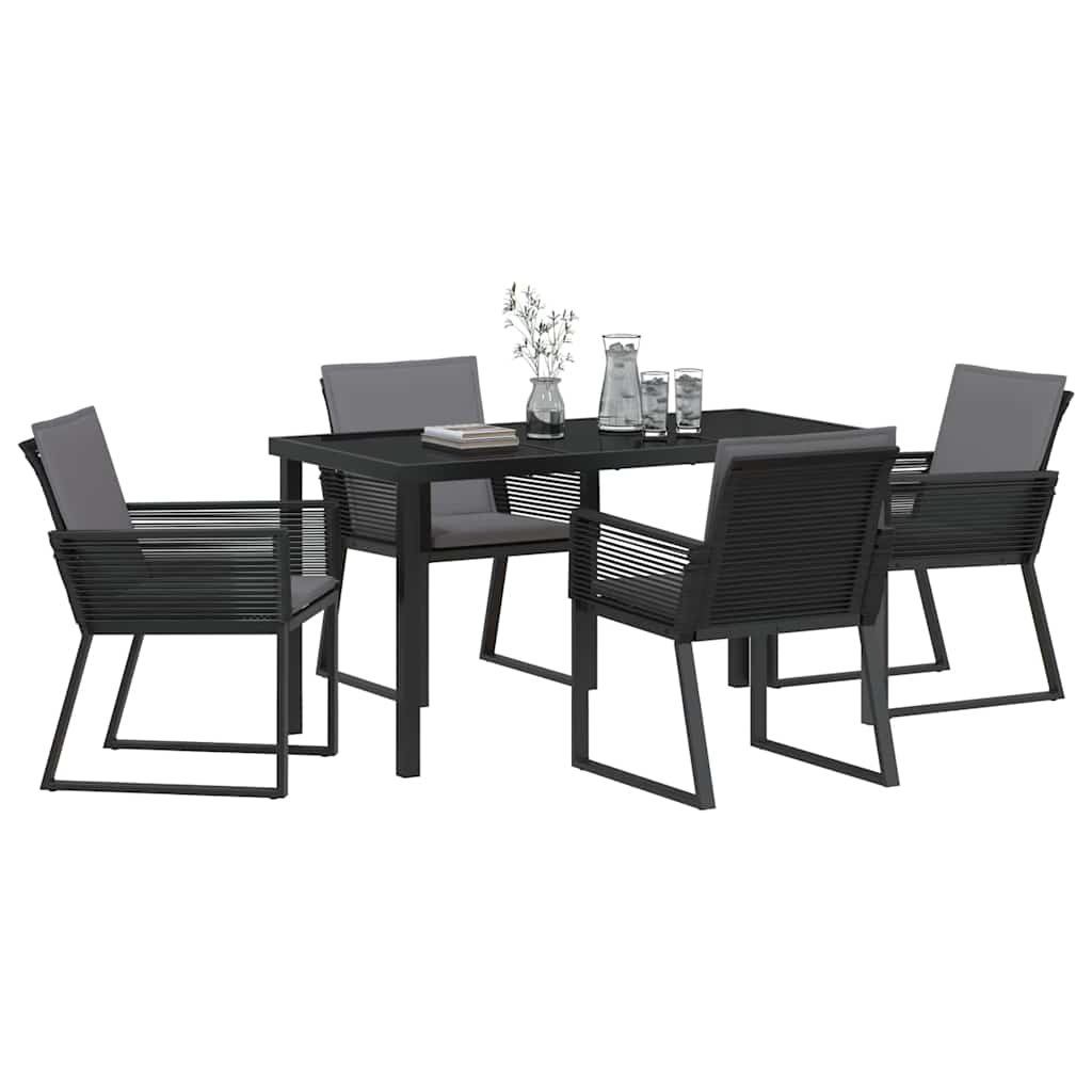 Vrtni set za objed 5 pcs Crna Čelik s prahom premazan