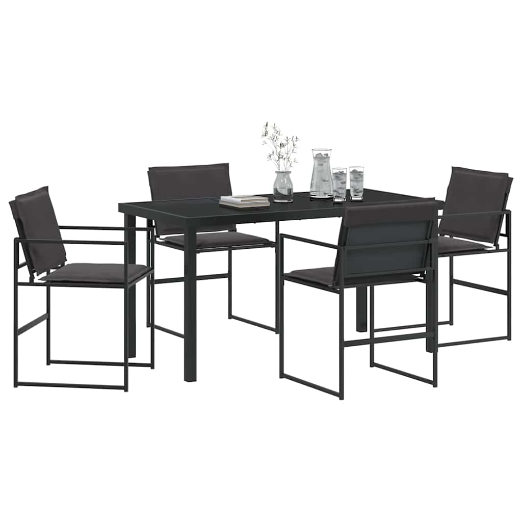 Vrtni set za objed 5 pcs Crna 140 x 70 x 73 cm