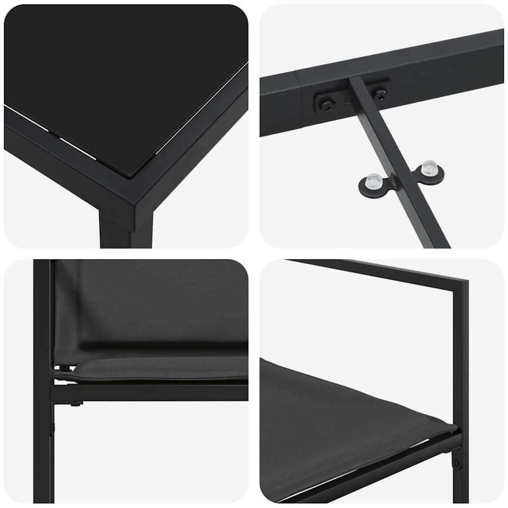 Vrtni set za objed 5 pcs Crna 160 x 80 x 73 cm