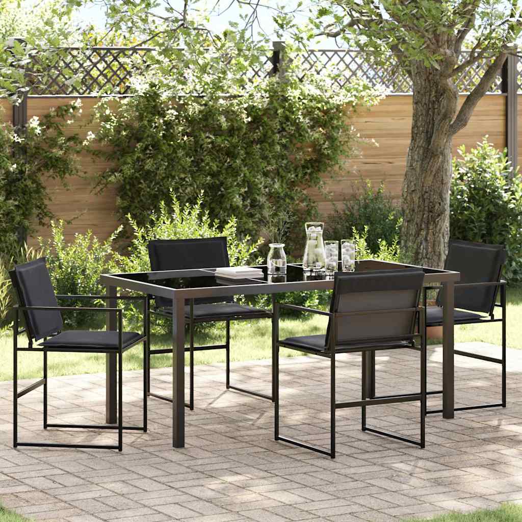 Vrtni set za objed 5 pcs Crna 160 x 80 x 73 cm