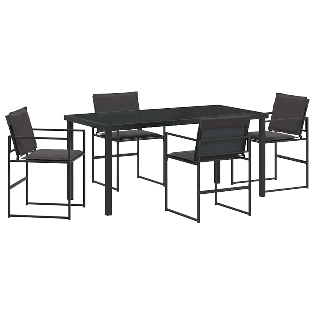 Vrtni set za objed 5 pcs Crna 160 x 80 x 73 cm