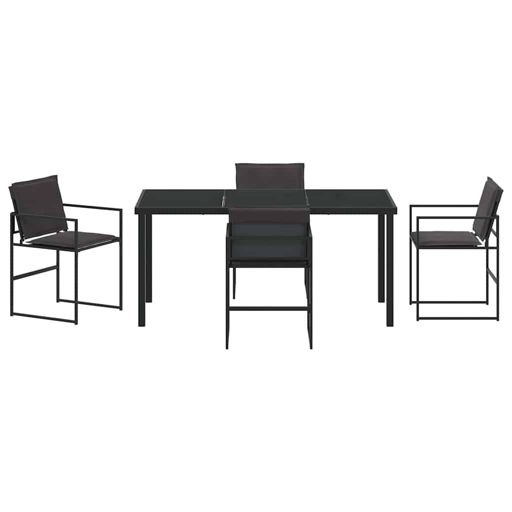 Vrtni set za objed 5 pcs Crna 160 x 80 x 73 cm