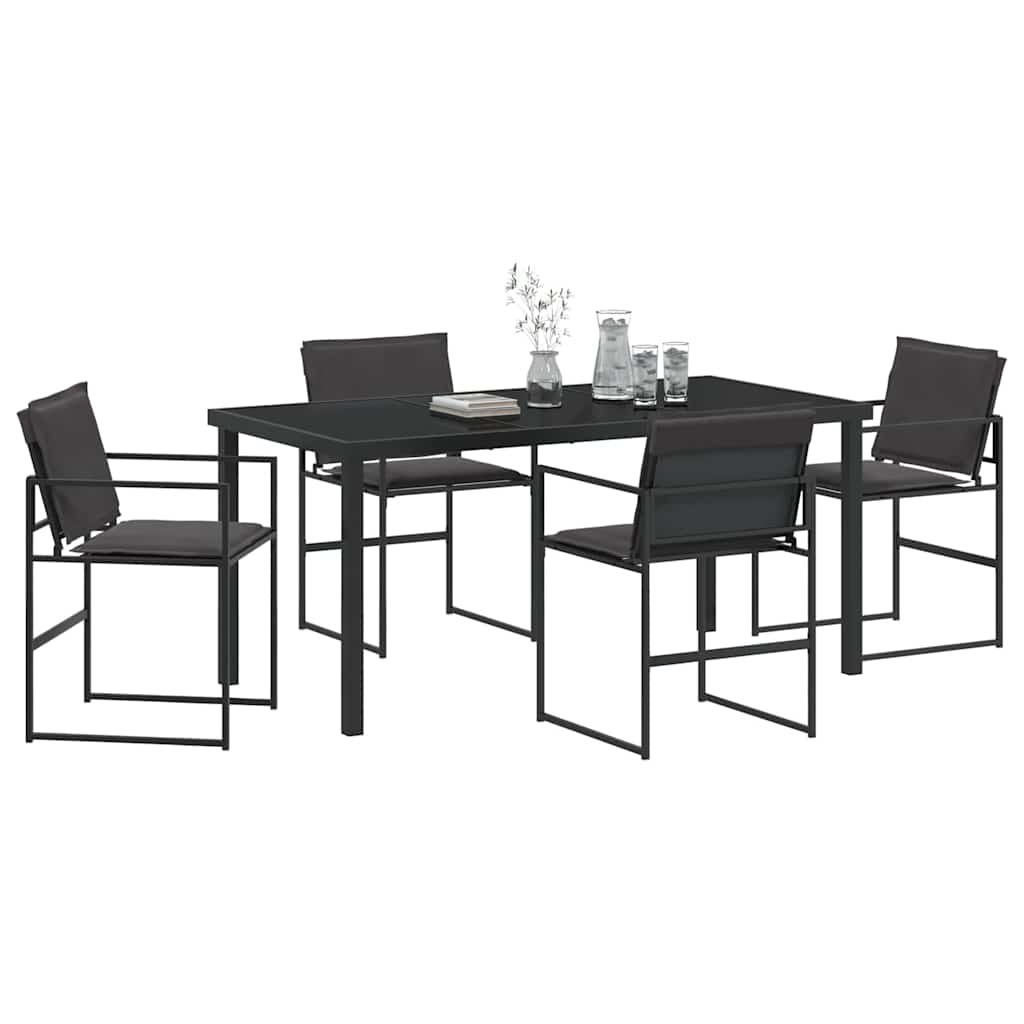Vrtni set za objed 5 pcs Crna 160 x 80 x 73 cm