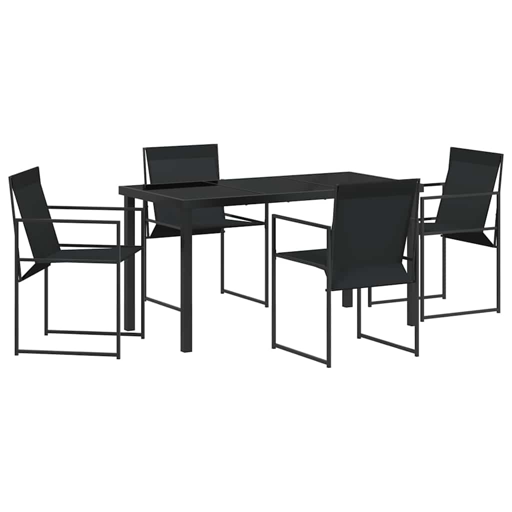 Vrtni set za objed 5 pcs Crna Textilene i čelik