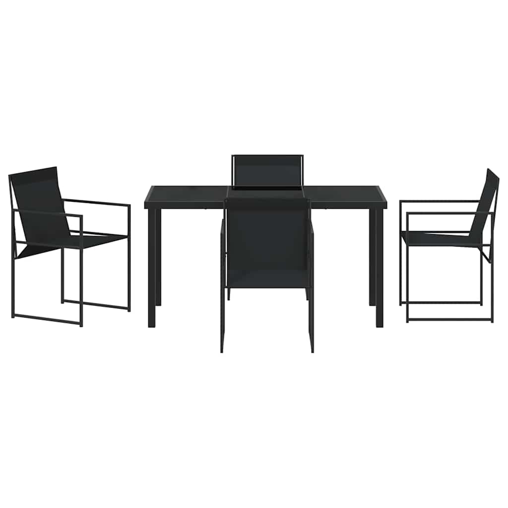 Vrtni set za objed 5 pcs Crna Textilene i čelik