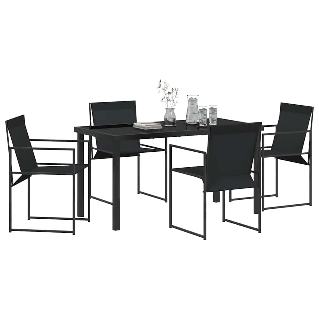 Vrtni set za objed 5 pcs Crna Textilene i čelik