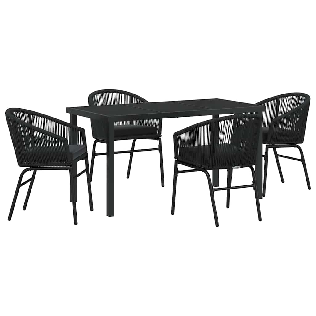 Vrtni set za objed 5 pcs Crna Čelik s prahom premazan