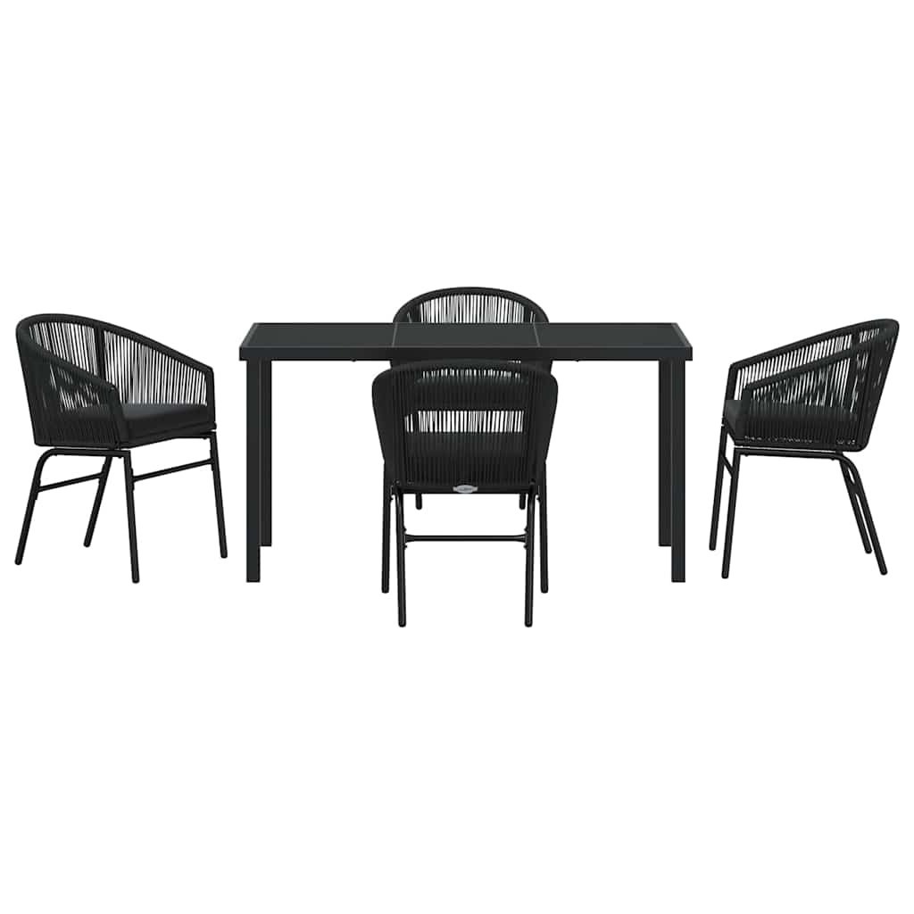 Vrtni set za objed 5 pcs Crna Čelik s prahom premazan