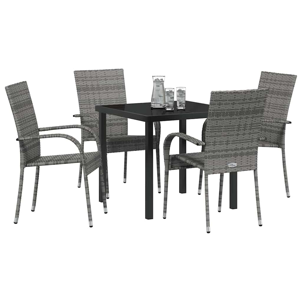 Vrtni set za objed 5 pcs Siva Čelik s prahom premazan