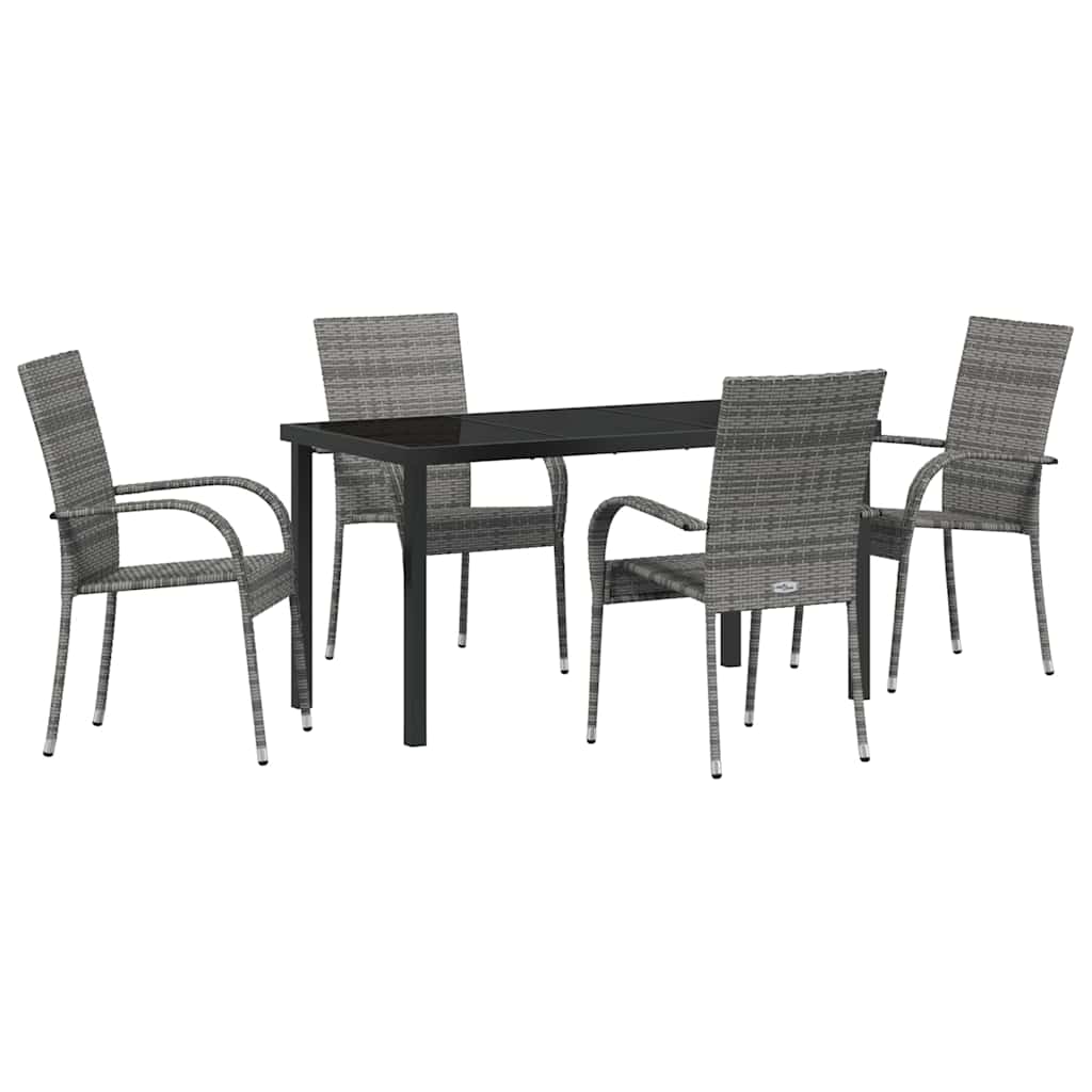 Vrtni set za objed 5 pcs Siva Čelik s prahom premazan