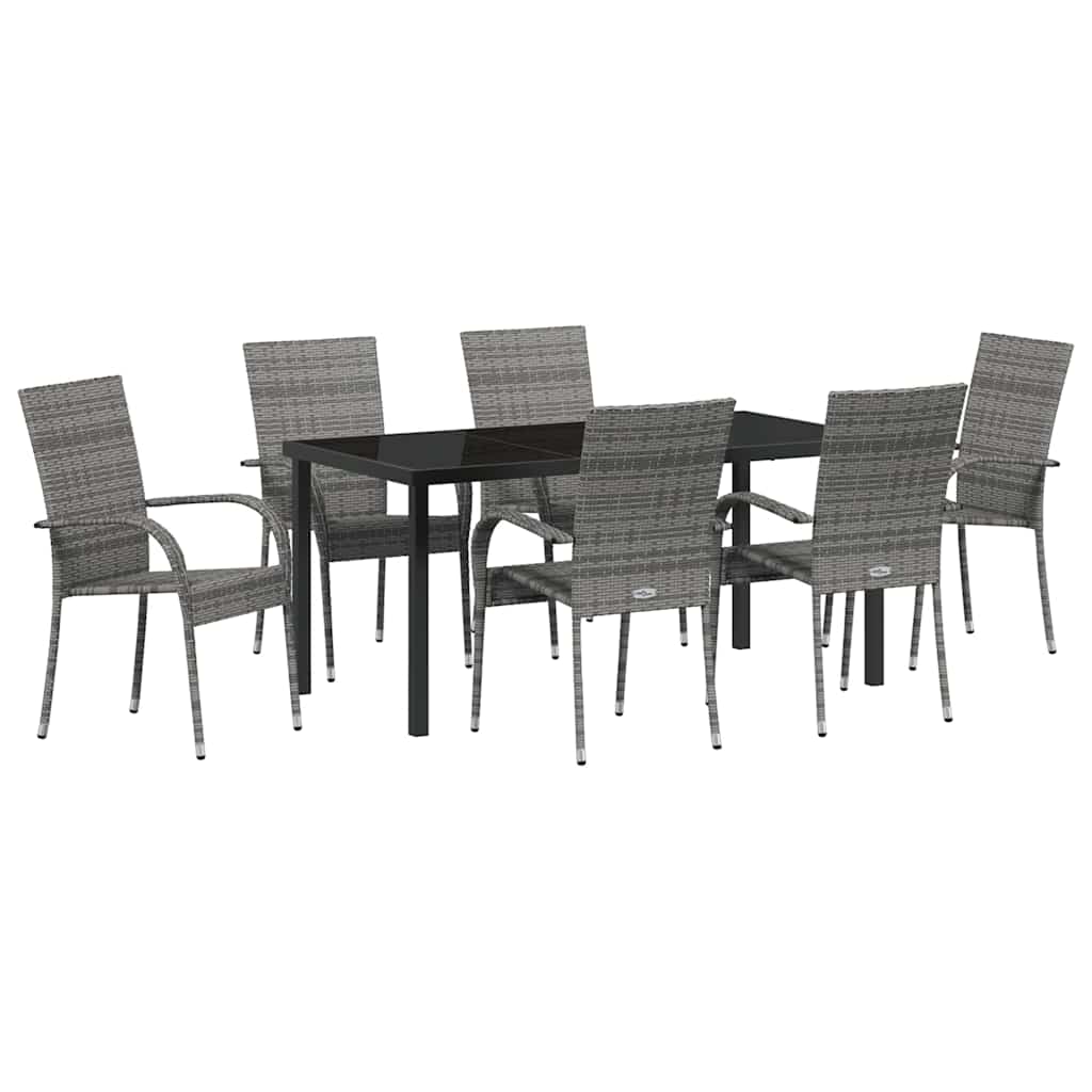 Vrtni set za objed 7 pcs Siva Čelik s prahom premazan
