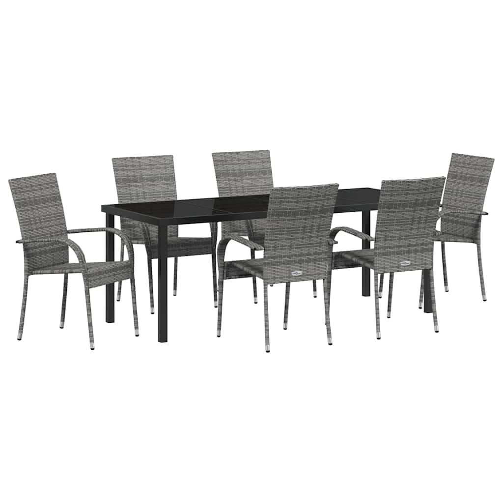 Vrtni set za objed 7 pcs Siva Čelik s prahom premazan
