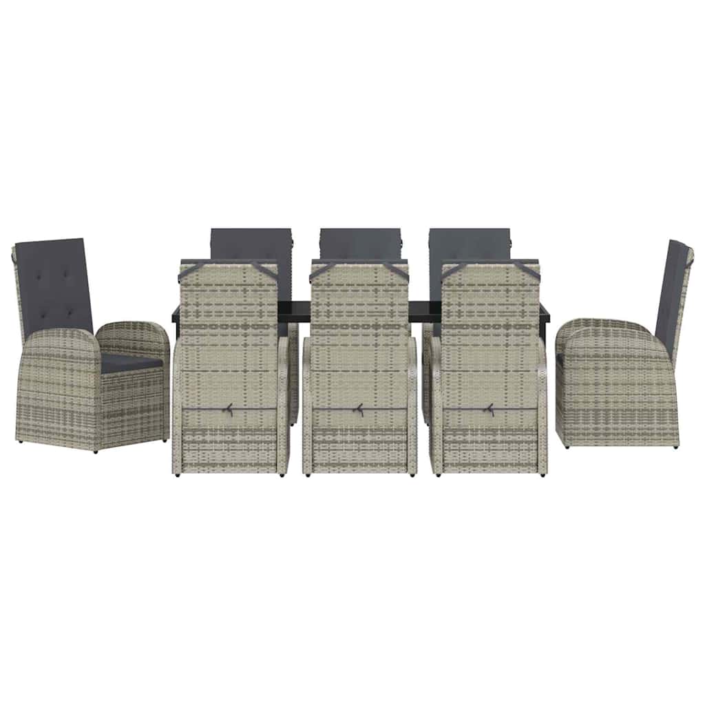 Vrtni set za objed s jastukom 9 pcs Siva poliratan