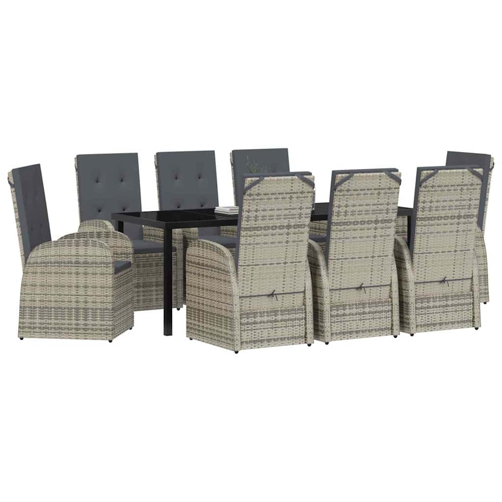 Vrtni set za objed s jastukom 9 pcs Siva poliratan