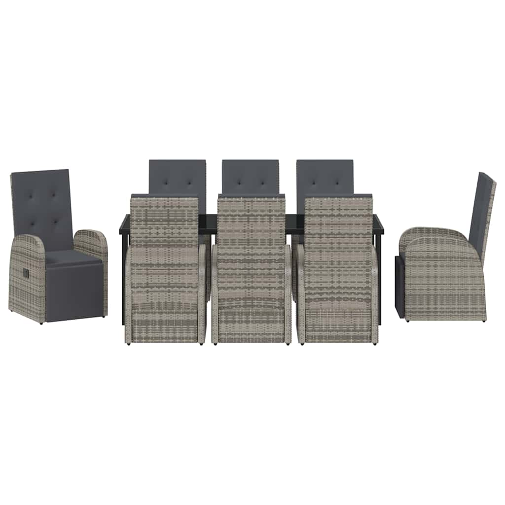 Vrtni set za objed s jastukom 9 pcs Siva poliratan