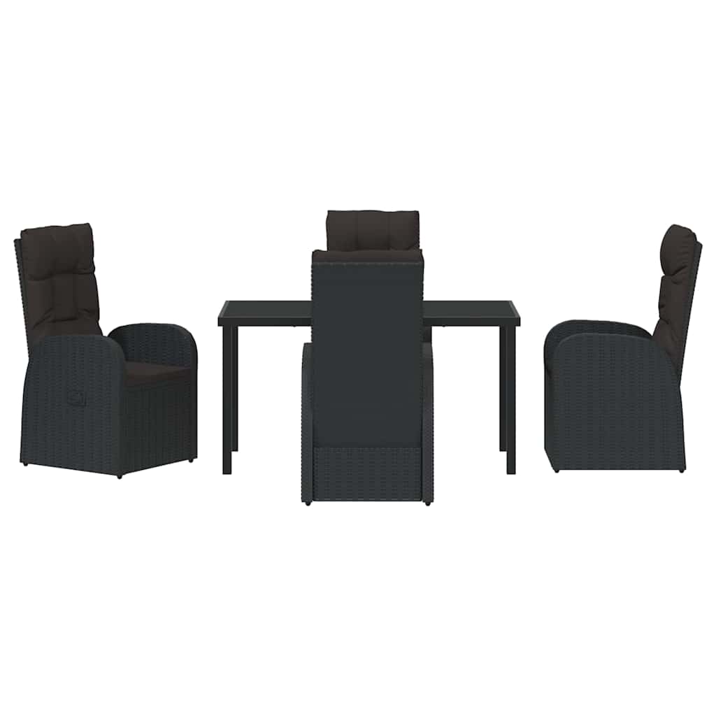 Vrtni set za objed s jastukom 5 pcs Crna poliratan