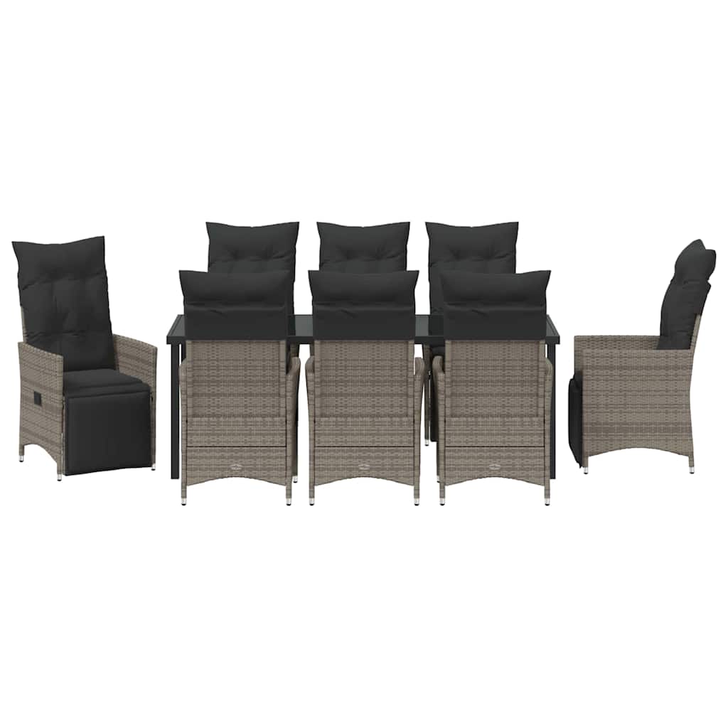 Vrtni set za objed s jastukom 9 pcs Siva poliratan