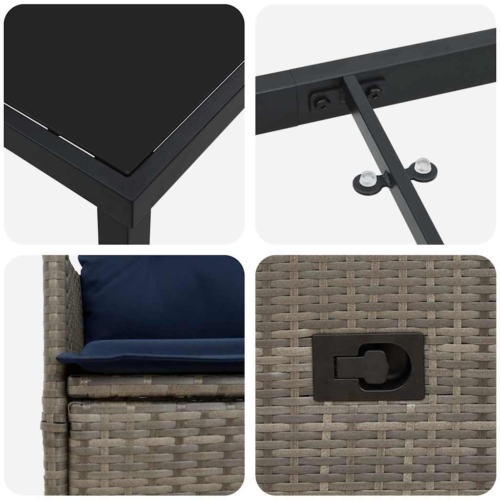 Set stola i stolica s jastukom 5 pcs Siva PE ratan