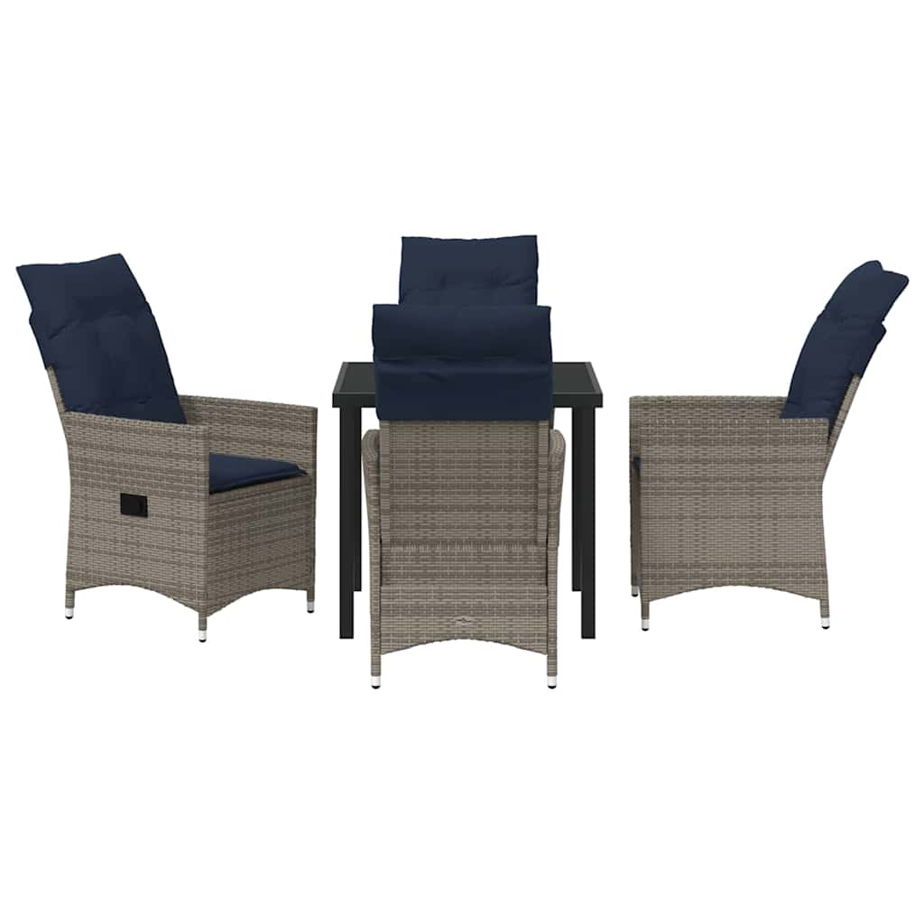 Set stola i stolica s jastukom 5 pcs Siva PE ratan