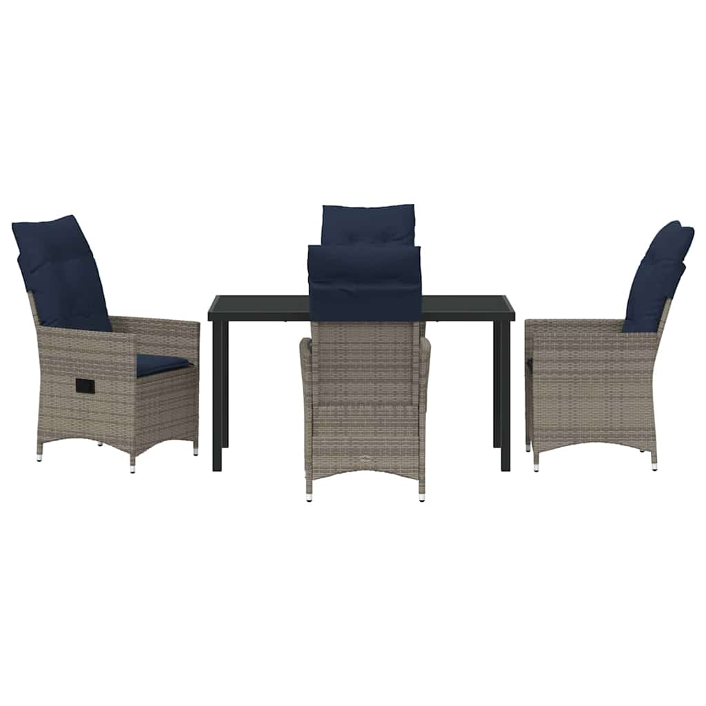 Set stola i stolica s jastukom 5 pcs Siva PE ratan