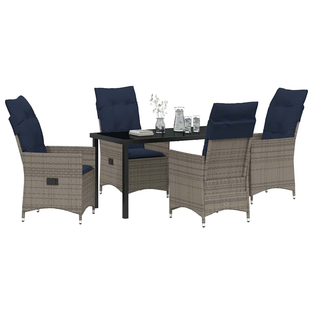 Set stola i stolica s jastukom 5 pcs Siva PE ratan