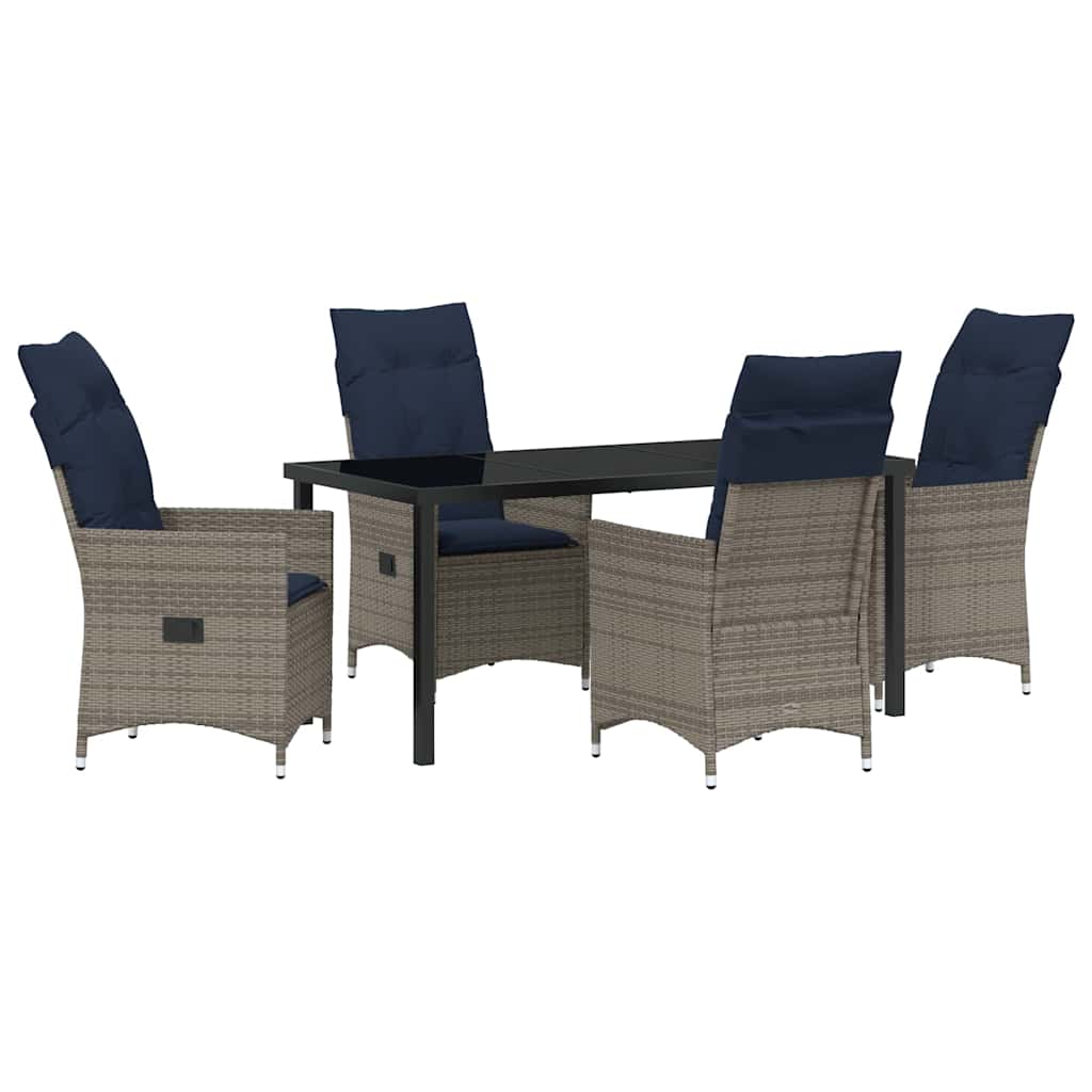 Set stola i stolica s jastukom 5 pcs Siva PE ratan